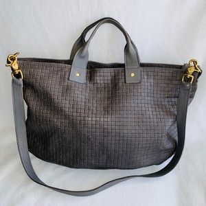 Clare Vivier Basket Weave Messenger Tote Gray